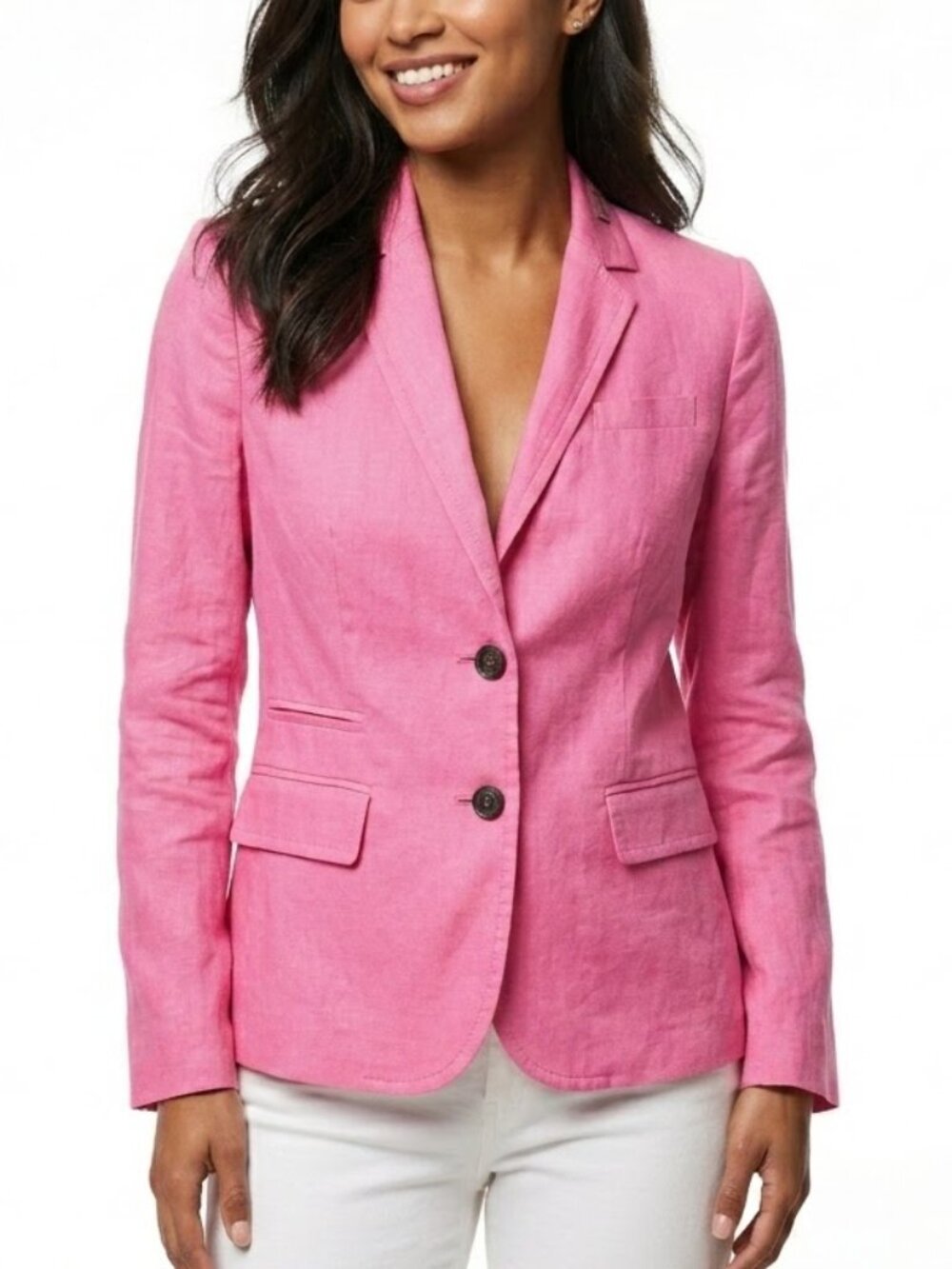 J.CREW Pink Linen Herringbone Schoolboy Blazer Preppy Coastal Grandmillennial 2